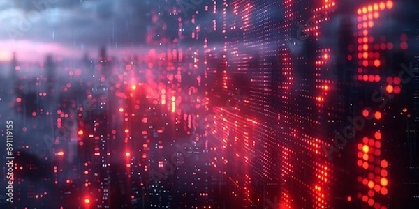 Fototapeta Abstract red technology background. 3d rendering toned image double exposure