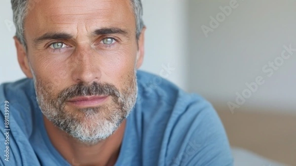 Fototapeta Man wrinkles and fine lines around his eyes.