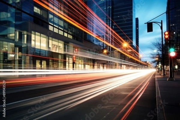 Obraz Downtown light architecture metropolis.