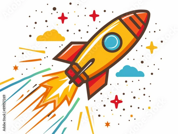 Fototapeta rocket ship taking off