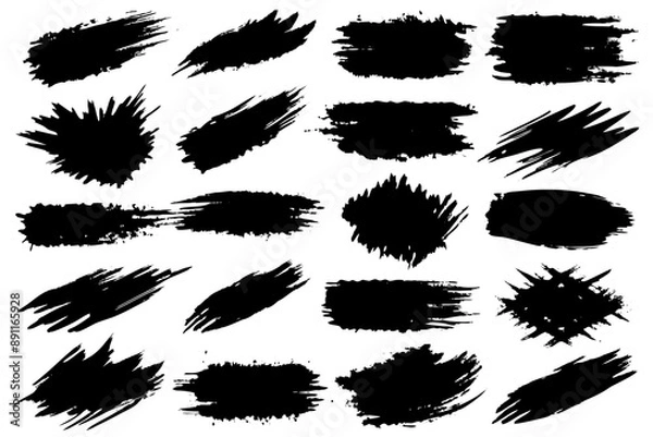 Fototapeta A composition of black brush strokes displayed on a white surface