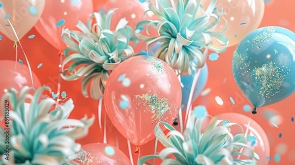 Obraz easter background with balloon and flowers