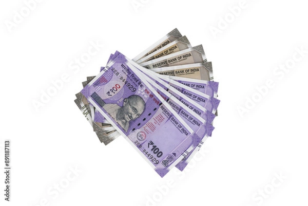 Obraz Indian currency notes, 100 Rupees notes