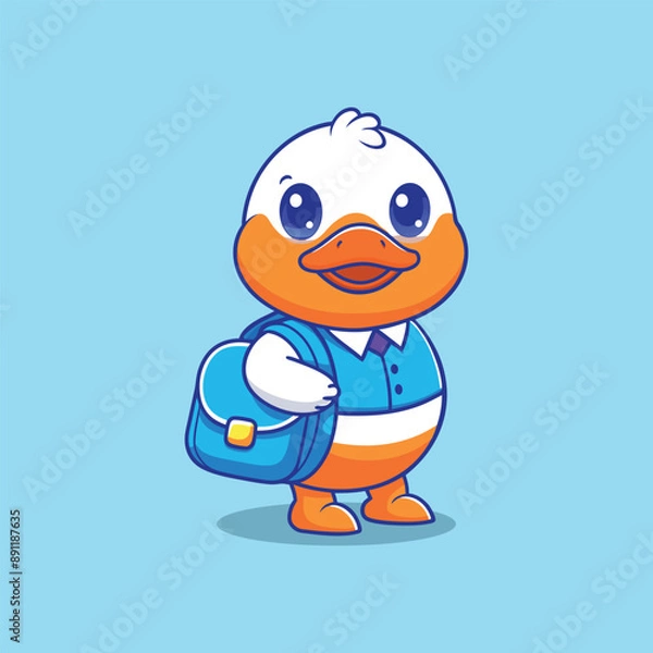 Obraz school duck mascot character logo design vector illustration