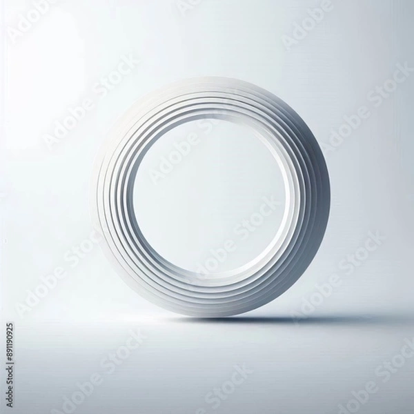 Fototapeta White round button with a glossy 3D appearance isolated white background