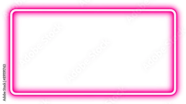 Obraz ピンク色のネオンの光の蛍光灯フレームのイラスト、透明背景