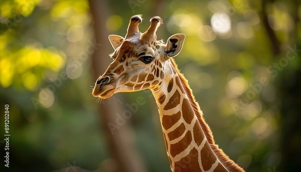 Fototapeta Portrait of a giraffe in the wild, close-up