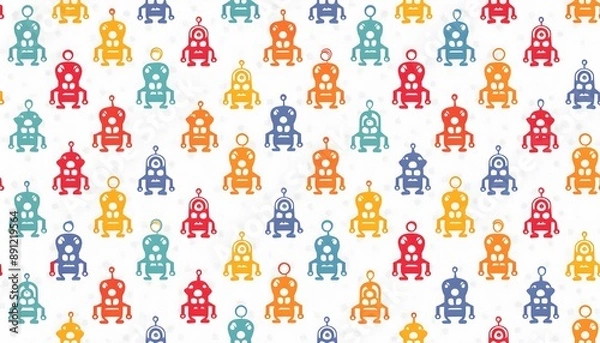 Fototapeta Children's robots as a pattern texture