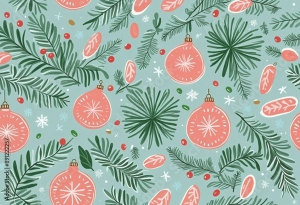 Obraz Pastel Christmas Pattern Background