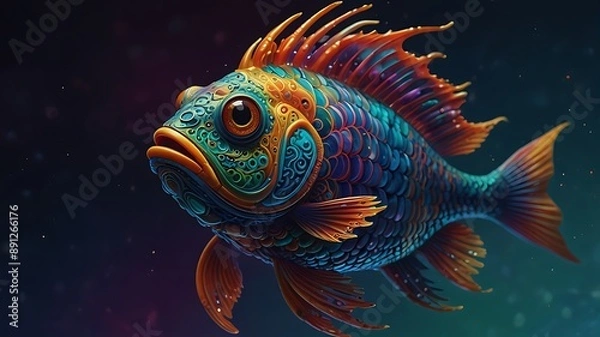 Fototapeta The Psychedelic Fish of the Deep
