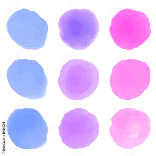Fototapeta 水彩の丸いフレーム　紫系