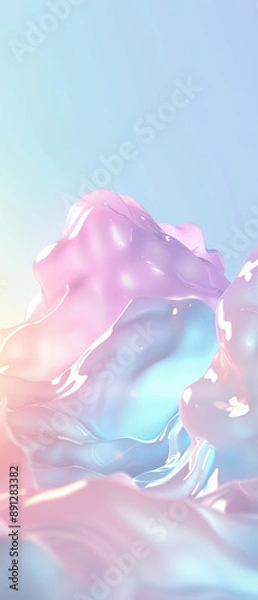 Fototapeta A colorful, abstract image of a mountain with a pink, blue, and purple hue