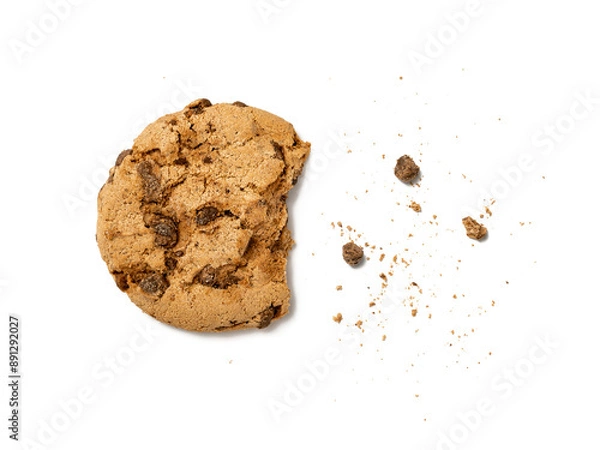 Obraz Half eaten cookie with crumbs