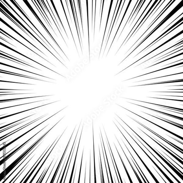 Obraz Radial speed lines. Radial speed lines effectively convey a sense of movement and speed, which can make a design more dynamic and attractive. Used to create dynamic and energetic visual effects.