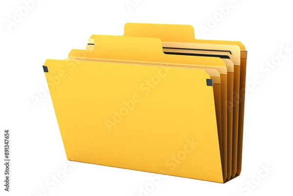 Obraz A Stack of Yellow File Folders Ready for Organization on a Clear PNG or White Background.