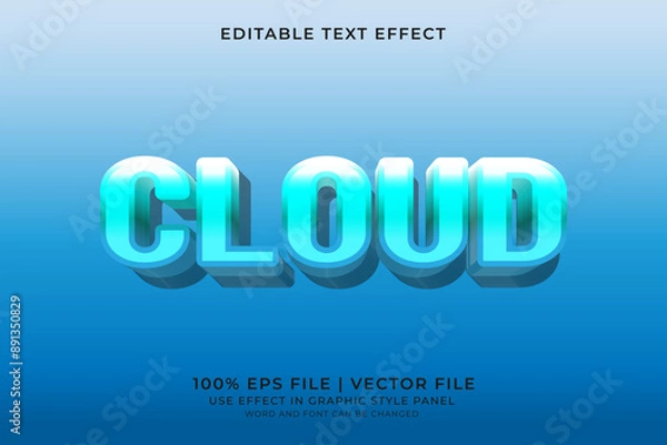 Fototapeta 3D Cloud or Sky Text effect editable vector