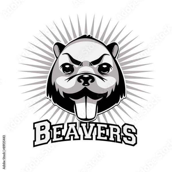 Obraz Beaver logo black and white head