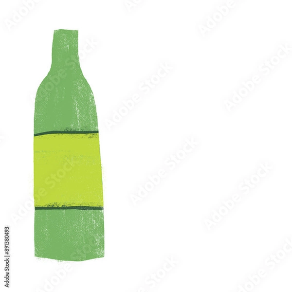 Fototapeta Illustration of green bottle with label and space to add lettering