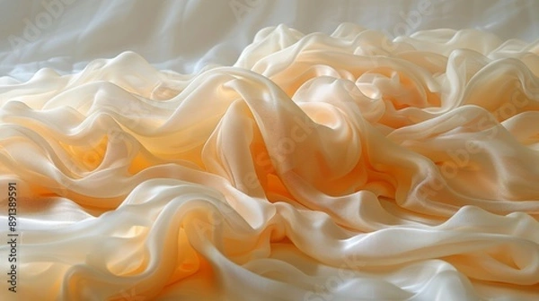 Fototapeta Ethereal Silk-like Material Art Forms with Radiant Light