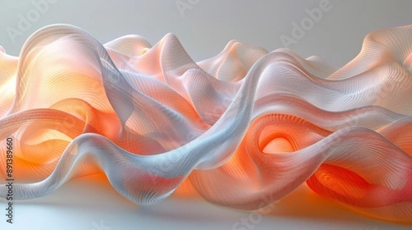Fototapeta Ethereal Silk-like Material Art Forms with Radiant Light