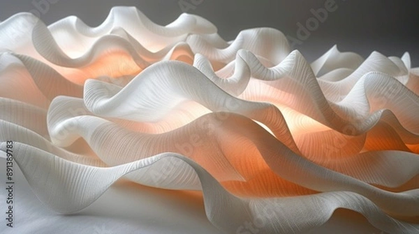 Fototapeta Ethereal Silk-like Material Art Forms with Radiant Light