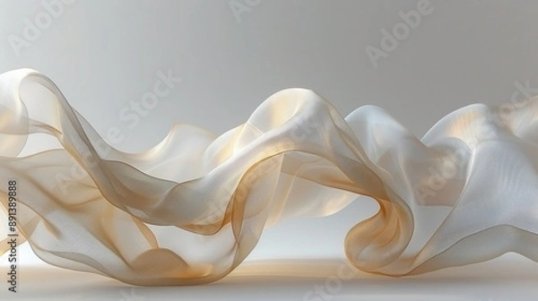 Fototapeta Ethereal Silk-like Material Art Forms with Radiant Light