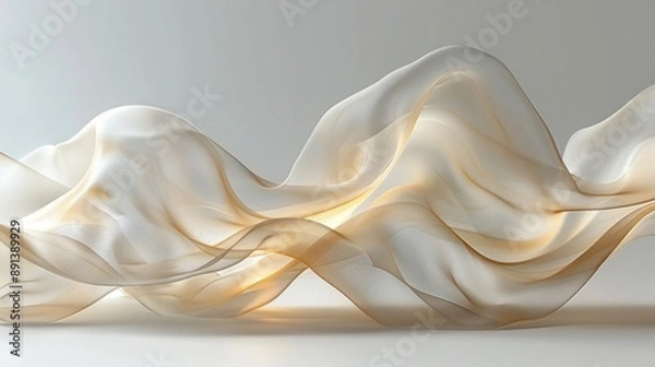Fototapeta Ethereal Silk-like Material Art Forms with Radiant Light