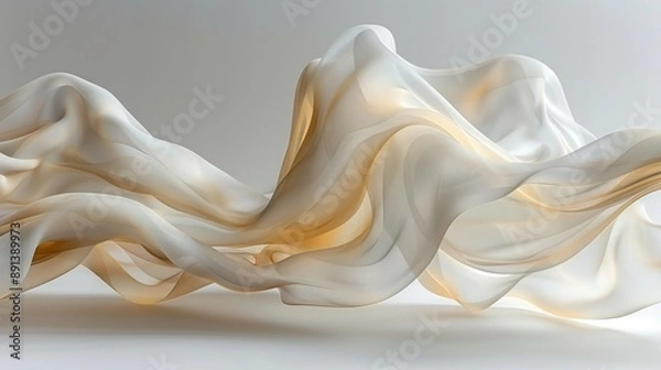 Fototapeta Ethereal Silk-like Material Art Forms with Radiant Light