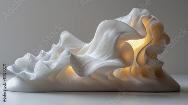 Fototapeta Ethereal Silk-like Material Art Forms with Radiant Light