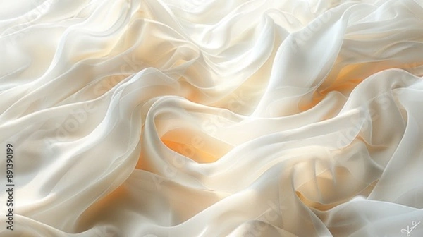 Fototapeta Luminous Abstract Wave Fabric Art with Soft Gradient Colors