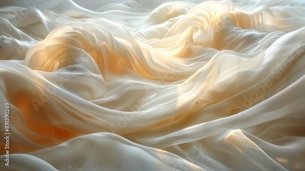 Fototapeta Luminous Abstract Wave Fabric Art with Soft Gradient Colors