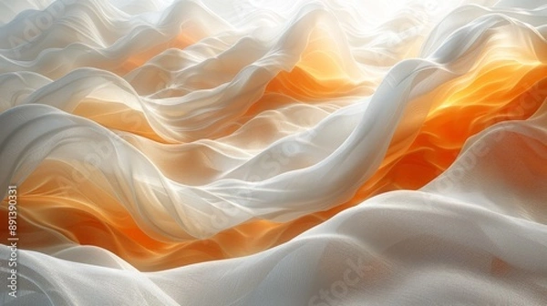 Fototapeta Luminous Abstract Wave Fabric Art with Soft Gradient Colors