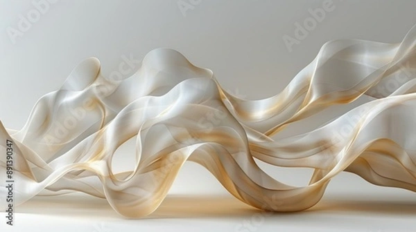 Fototapeta Luminous Abstract Wave Fabric Art with Soft Gradient Colors