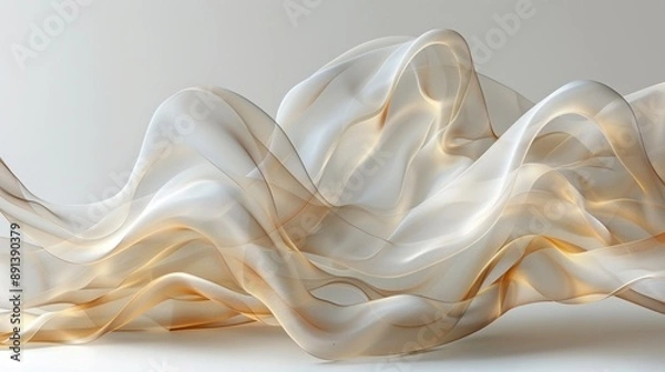 Fototapeta Luminous Abstract Wave Fabric Art with Soft Gradient Colors