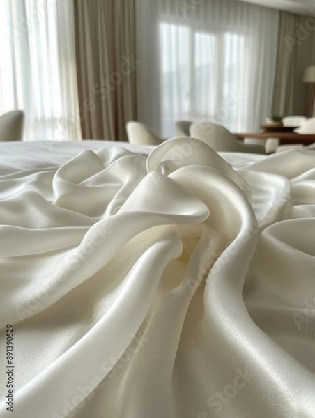 Fototapeta Luminous Abstract Wave Fabric Art with Soft Gradient Colors