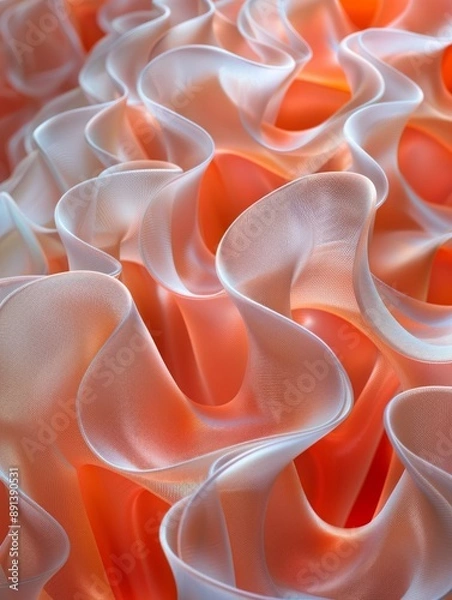 Fototapeta Luminous Abstract Wave Fabric Art with Soft Gradient Colors