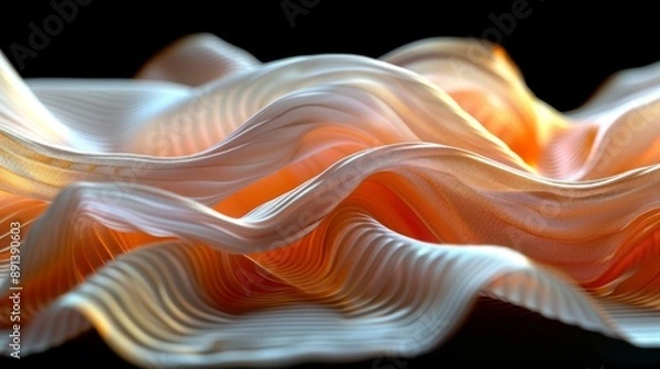 Fototapeta Luminous Abstract Wave Fabric Art with Soft Gradient Colors
