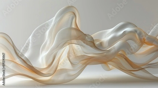 Fototapeta Luminous Abstract Wave Fabric Art with Soft Gradient Colors