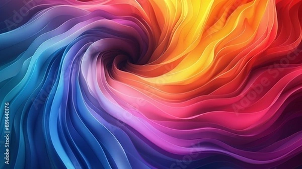 Obraz Swirling vortex of colors with a gradient effect creating depth and movement ideal for vibrant and dynamic background illustrations on microstock websites Illustration Flat Color, Clip Art Style ,