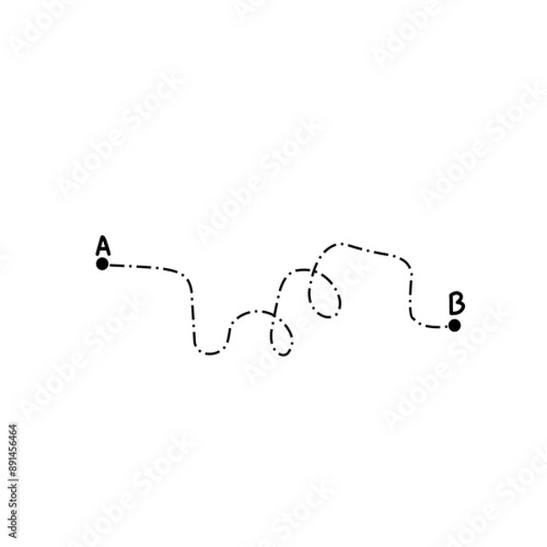 Obraz Curved dashed line from A to B start and finish points