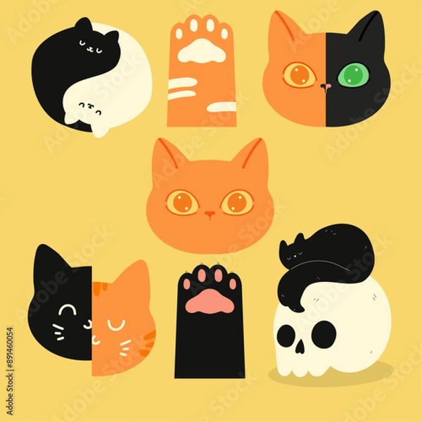 Obraz Stickers with cats