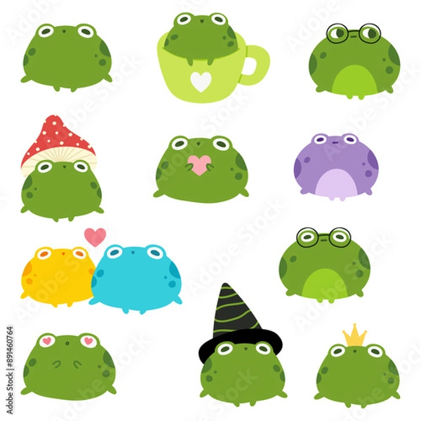 Obraz Stickers with frogs