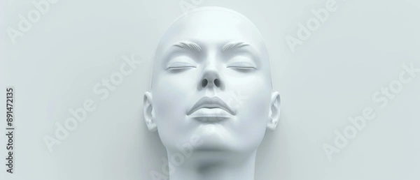 Fototapeta A woman's face is shown in a white background