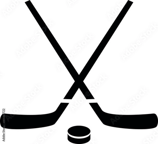 Fototapeta Crossed hockey sticks and puck on transparent background. Vector illustration