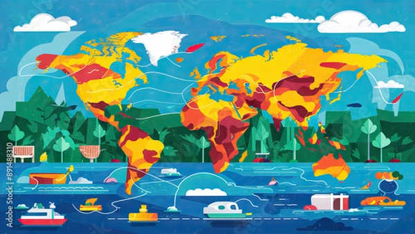 Obraz Abnormal heat around the world, water shortage, environmental disaster.