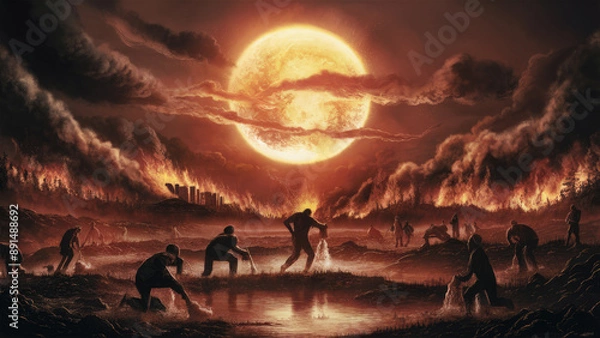 Obraz Abnormal heat around the world, water shortage, environmental disaster.