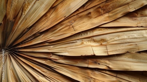 Fototapeta Abstract Palm Leaf Texture, Closeup, Natural Brown Background