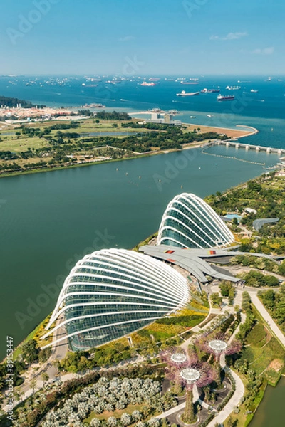 Fototapeta Widok z lotu ptaka pięknego Singapuru