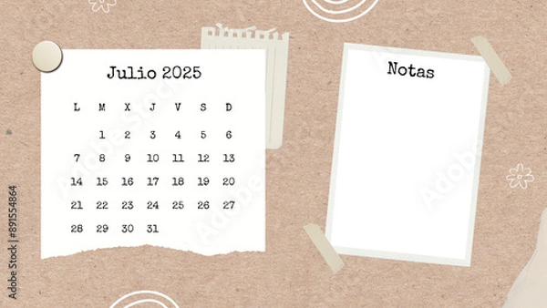 Obraz note paper on cork board, Julio