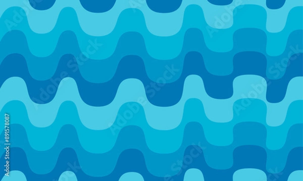 Fototapeta Wavy background Flat blue patterned background Vector illustration
